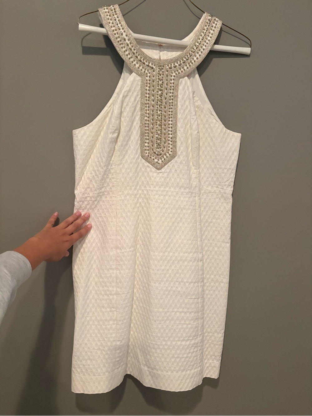 Lilly Pulitzer White Beaded Halter Shift Dress